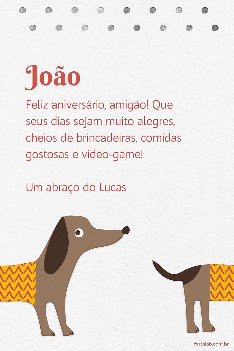 Crie seu Cartão de Aniversário Adulto - Cachorro Marrom com a Festalab