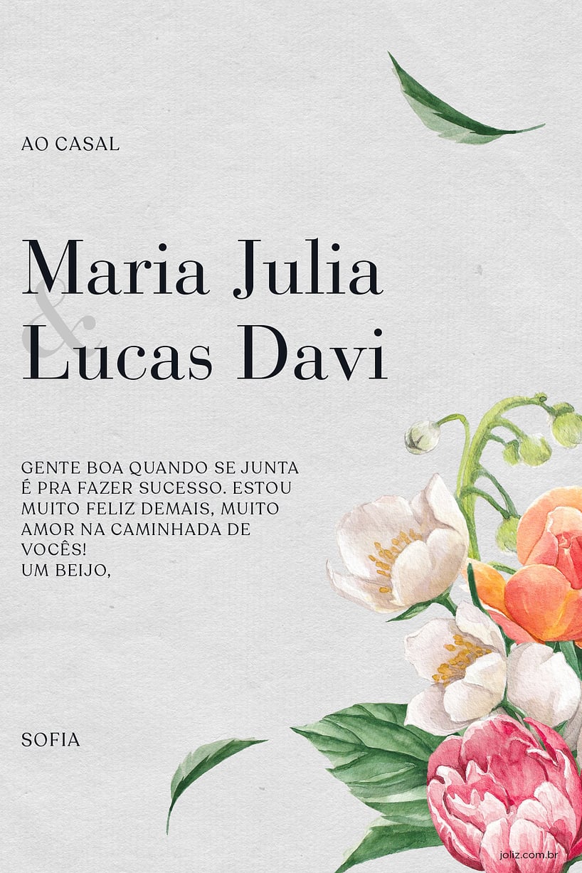 Crie seu Cartão de Casamento - Arranjo de flores com a Festalab