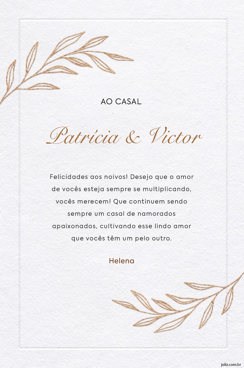 Crie seu Cartão de Casamento - Folhas Douradas com a Festalab