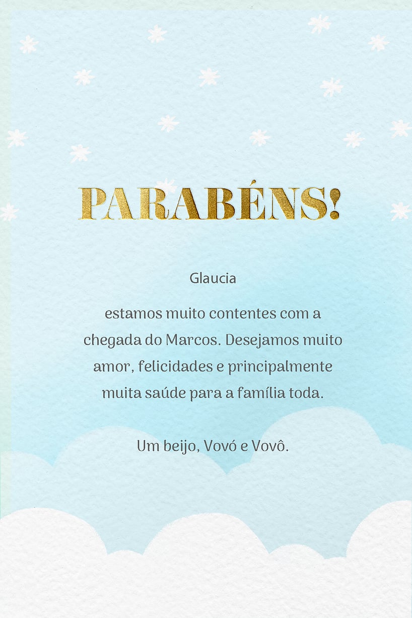 Crie seu Cartão de Chá de bebê - Nuvens Azul com a Festalab