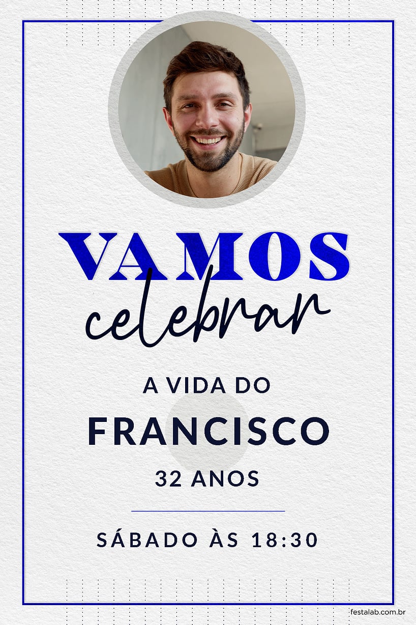 Criar convite de aniversário - Celebração azul| FestaLab