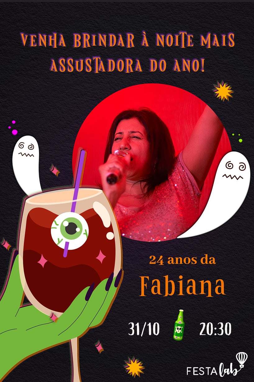 Criar convite de aniversário - Drink de Halloween| FestaLab