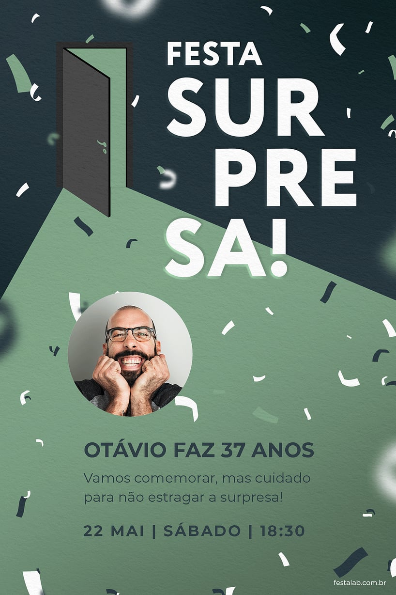 Criar convite de aniversário - Festa surpresa verde| FestaLab