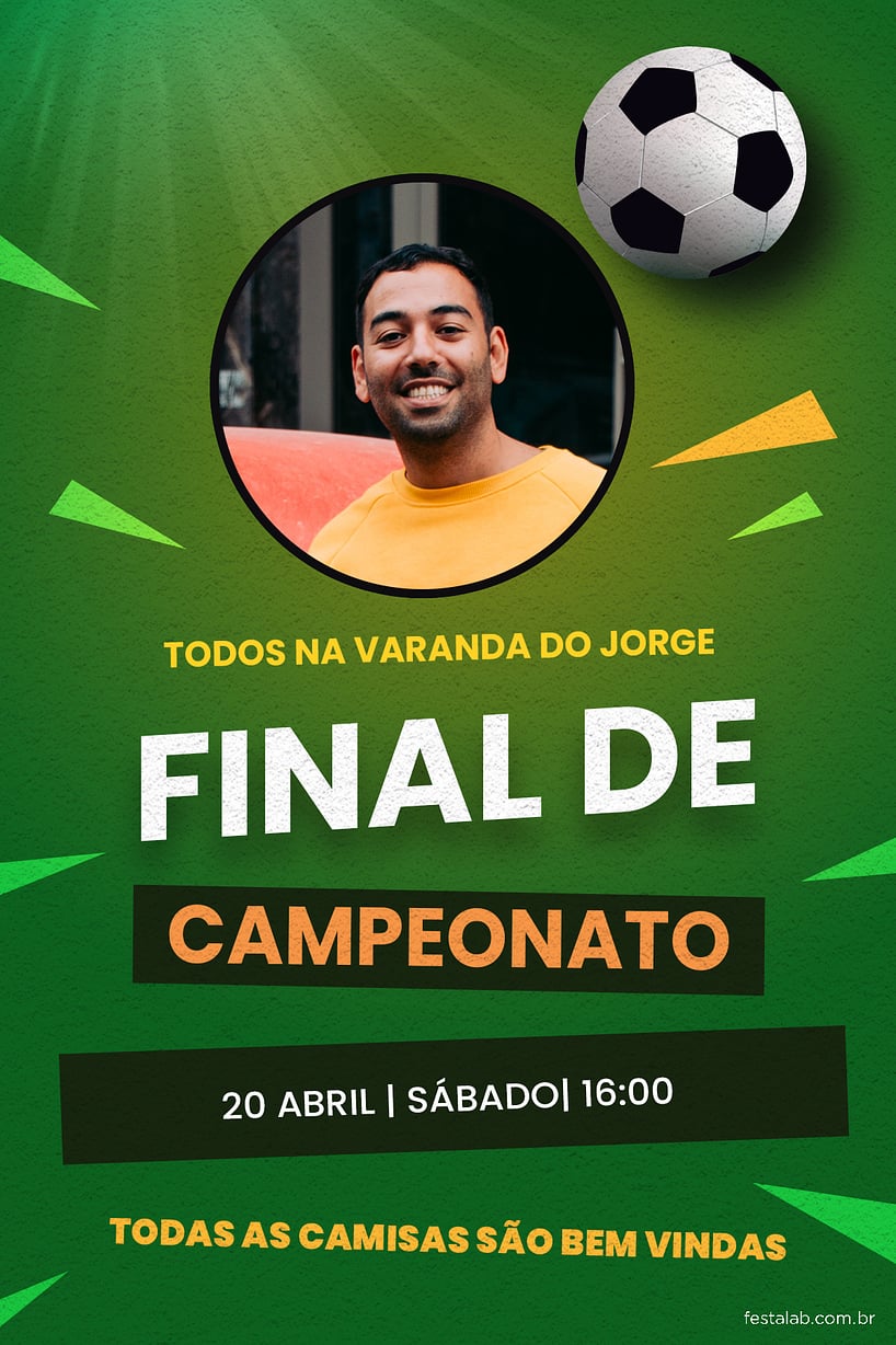 Criar convite de aniversário - Futebol campeonato| FestaLab