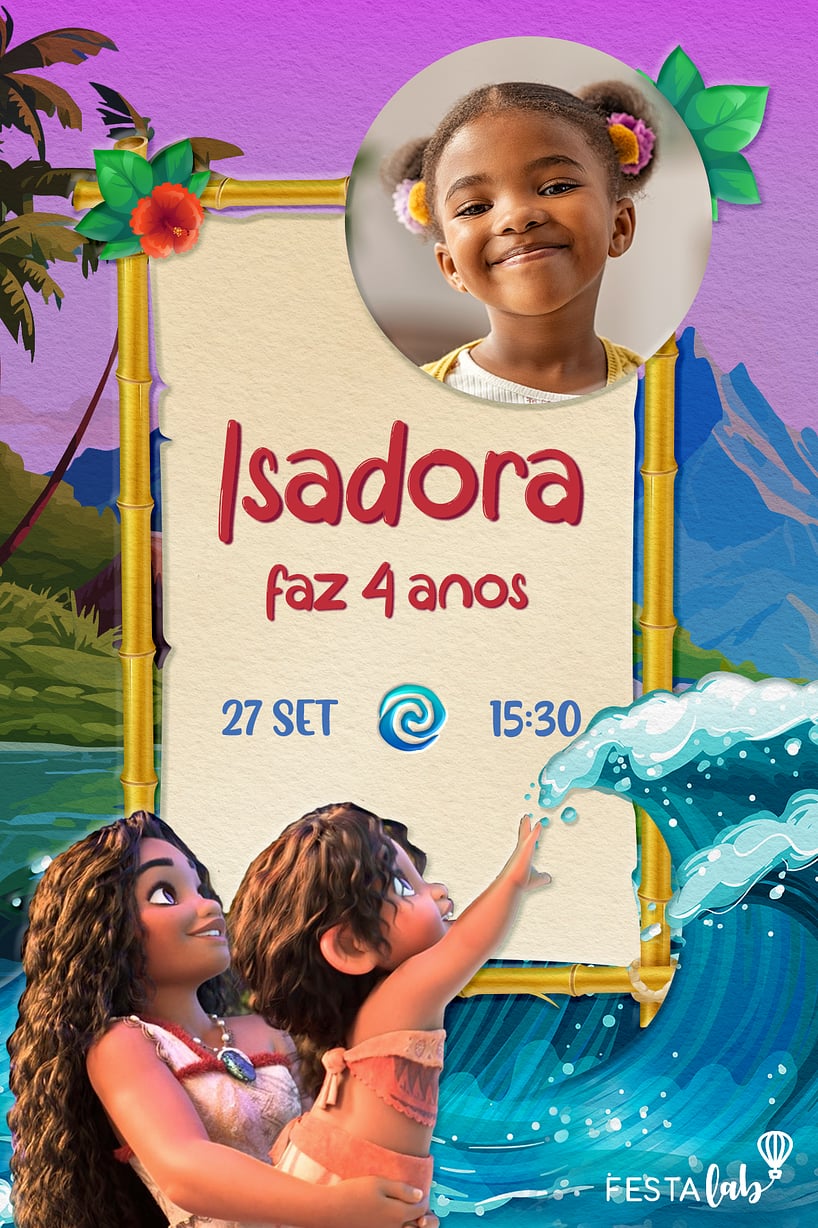 Criar convite de aniversário - Moana e Simea| FestaLab