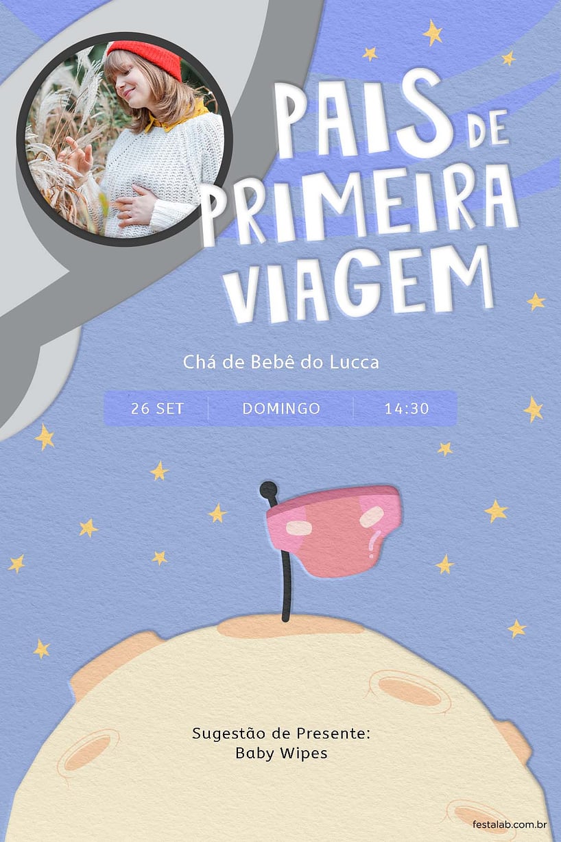 Criar convite de Chá de bebê - Pais de Primeira Viagem| FestaLab