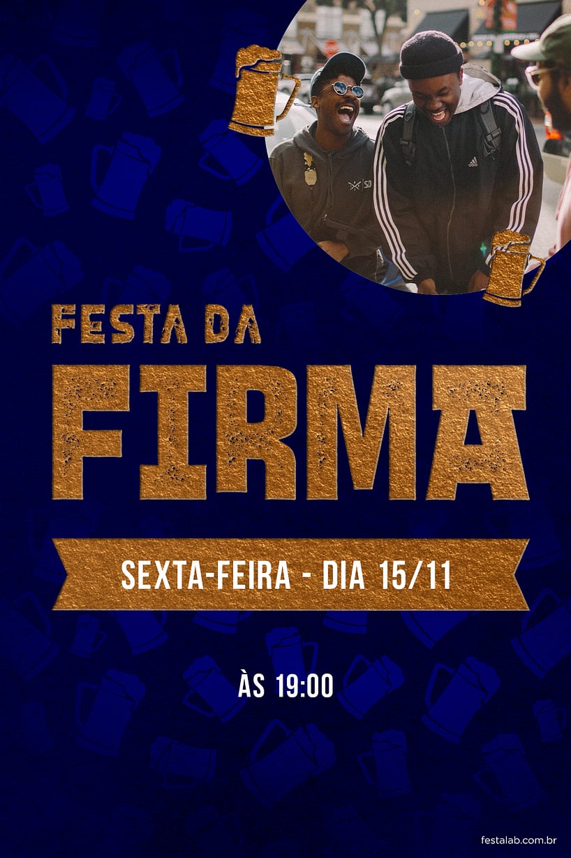 Criar convite de Ocasiões especiais - Festa da Firma Azul| FestaLab