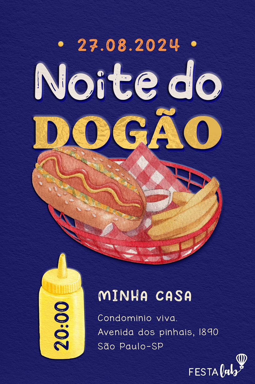 Criar convite de Ocasiões especiais - Noite do Dogão| FestaLab